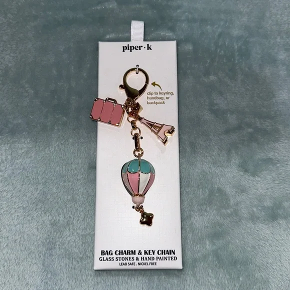 Piper K Hot Air Balloon Paris-themed Bag Charm - Picture 8 of 9